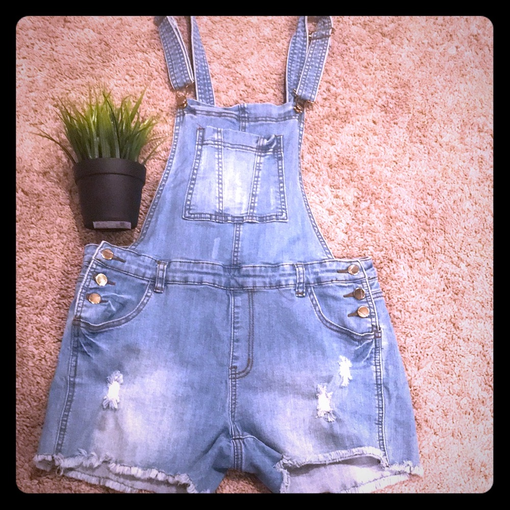 Overall Jean Shorts